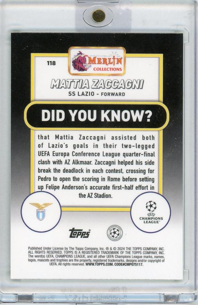 2023-24 Topps MERLIN Mattia Zaccagni 372/399 SS LAZIO
