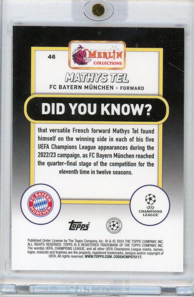 2023-24 Topps MERLIN Mathys Tel 195/275 FC Bayern Munchen