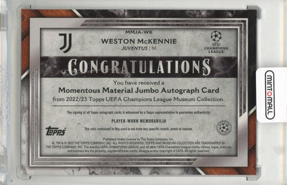 2022-23 TOPPS Museum Collection UEFA Champions League Weston McKennie Momentus Material Jumbo Autographs #MMJAWK121/199 Juventus