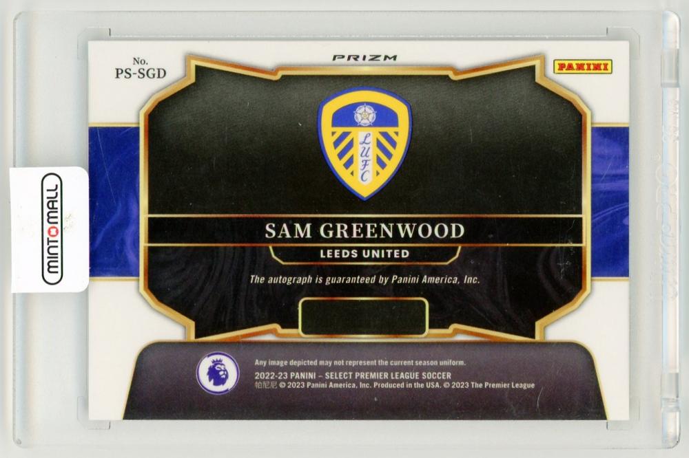 2022-23 PANINI Select Premier League Pitchside Signatures Sam Greenwood PS-SGD Leeds United