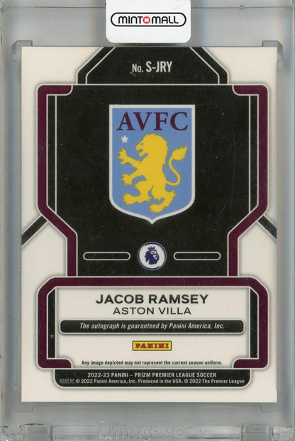 2022-23 Panini Prizm Premier League Jacob Ramsey Signatures #27 Auto Aston Villa *on back stain*