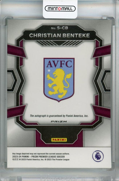2023-24 Panini Prizm Premier League Christian Benteke Signatures Green Pulsar Prizms #3 Auto Aston Villa