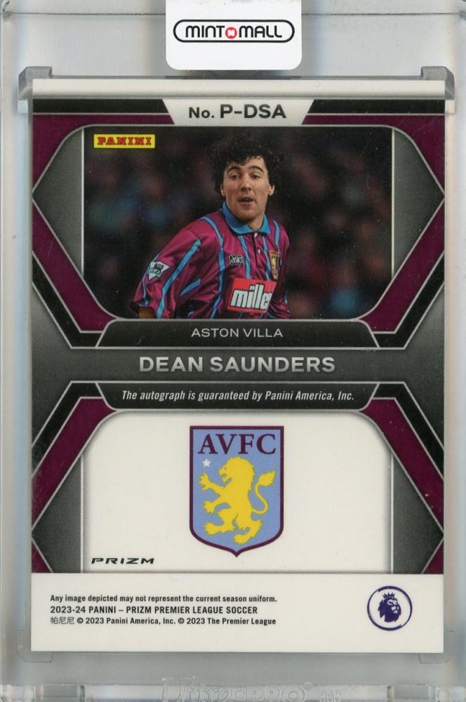 2023-24 Panini Prizm Premier League Dean Saunders Penmanship Green Pulsar Prizms #2 Auto Aston Villa