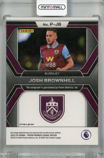 2023-24 Panini Prizm Premier League Josh Brownhill Penmanship Green Pulsar Prizms #6 Auto Burnley