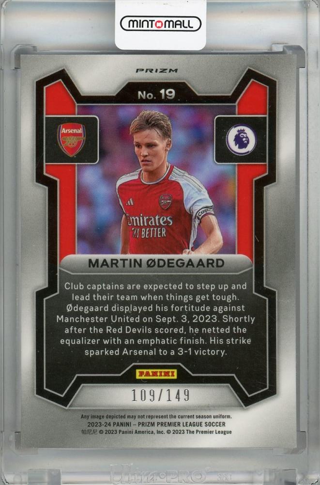 2023-24 Panini Prizm Premier League Martin Odegaard Breakaway Prizms Pink #19 *minor stain on back 109/149 Arsenal
