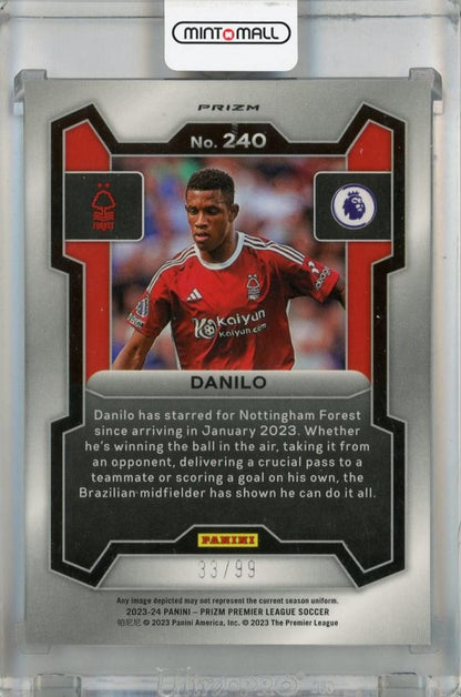 2023-24 Panini Prizm Premier League Danilo Breakaway Prizms Blue #240 *minor dent on back 33/99 Nottingham Forest FC