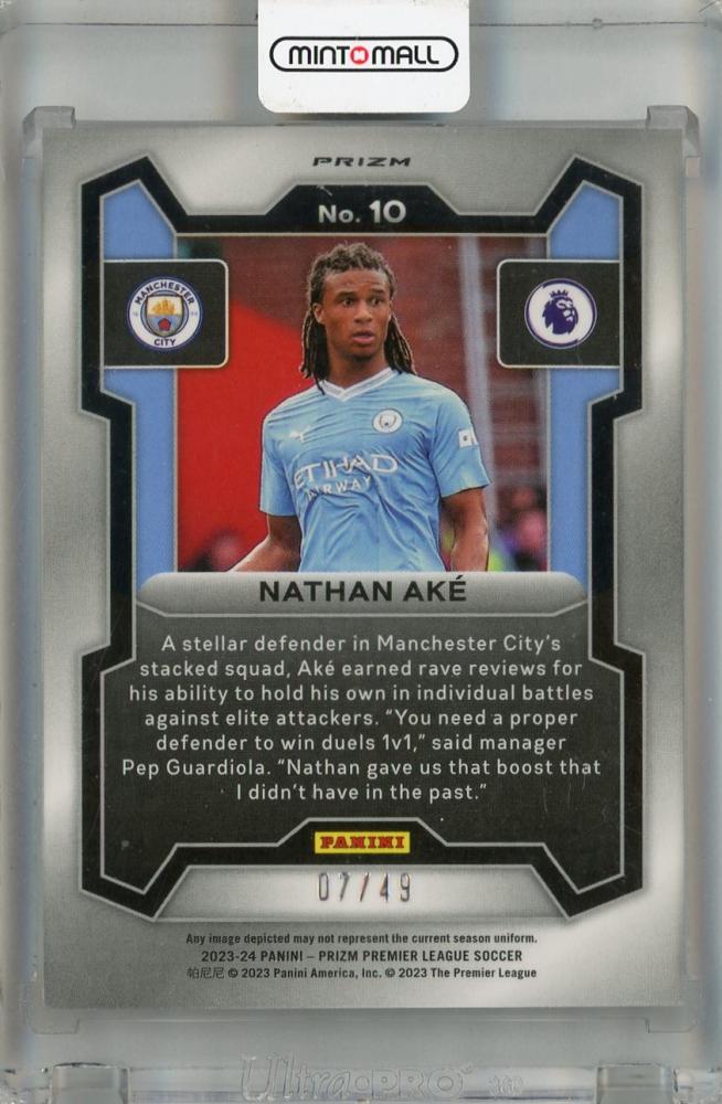 2023-24 Panini Prizm Premier League Nathan Ake Breakaway Prizms Red #10 *minor stain on back Manchester City