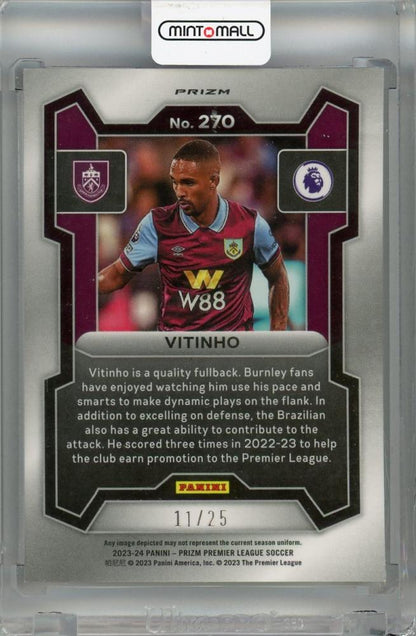 2023-24 Panini Prizm Premier League Vitinho Breakaway Prizms Purple #270 RC *minor stain on back 11/25 Burnley