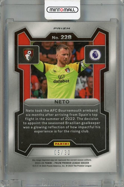 2023-24 Panini Prizm Premier League Neto Choice Red Prizms #228 *minor stain on back 05/30 AFC Bournemouth