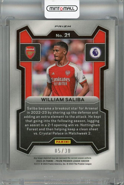 2023-24 Panini Prizm Premier League William Saliba Choice Red Prizms #21 *minor stain on back 05/30 Arsenal