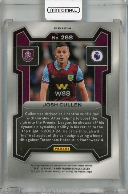 2023-24 Panini Prizm Premier League Josh Cullen Tiger Stripe Choice Prizms #268 RC *minor stain on back Burnley