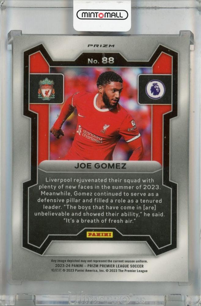 2023-24 Panini Prizm Premier League Joe Gomez Tiger Stripe Choice Prizms #88 *minor stain on back Liverpool FC