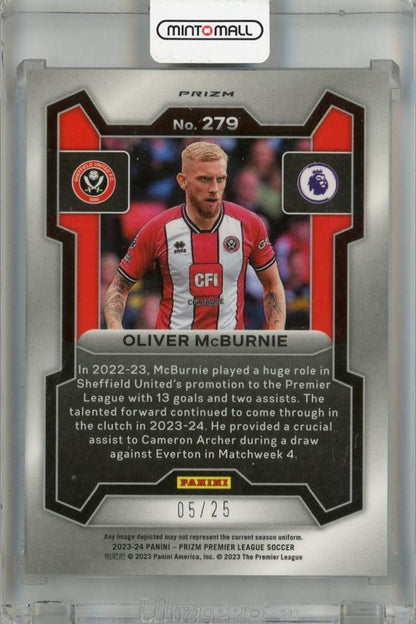 2023-24 Panini Prizm Premier League Oliver McBurnie Purple Mojo Prizms #27905/25 Sheffield United