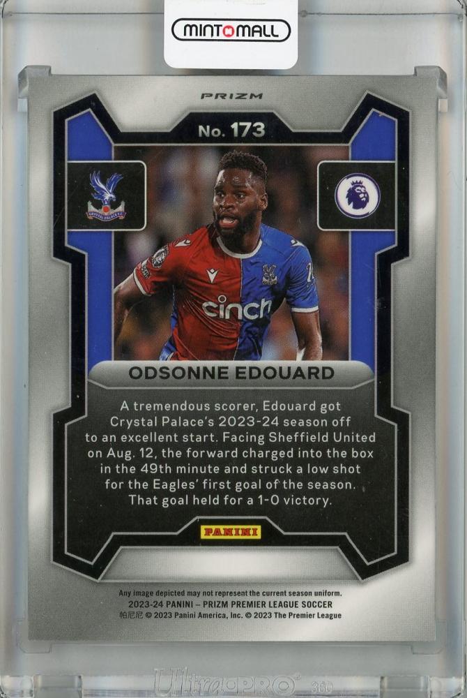2023-24 Panini Prizm Premier League Odsonne Edouard Genesis Prizms #173 *minor stain on back Crystal Palace