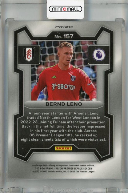 2023-24 Panini Prizm Premier League Bernd Leno Genesis Prizms #157 *minor stain on back Fulham