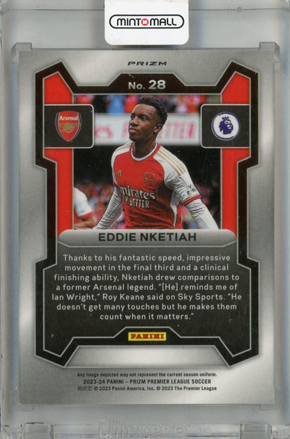 2023-24 Panini Prizm Premier League Eddie Nketiah Black and White Checker Prizms #28 Arsenal