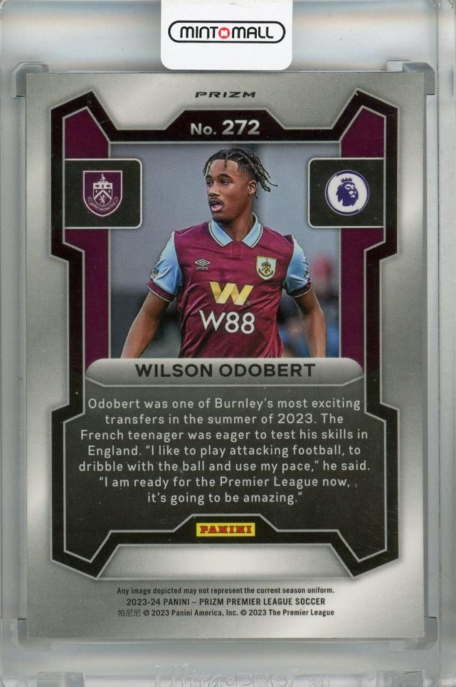 2023-24 Panini Prizm Premier League Wilson Odobert Black and White Checker Prizms #272 RC *minor dent on back Burnley