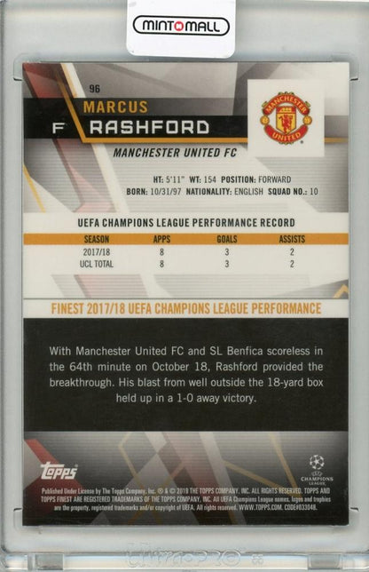 2018-19 Topps Finest UEFA Champions League Manchester United Marcus Rashford Base Refractor trading card