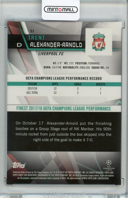2018-19 Topps Finest UEFA Champions League Liverpool FC Trent Alexander-Arnold base purple parallel card 248 of 250
