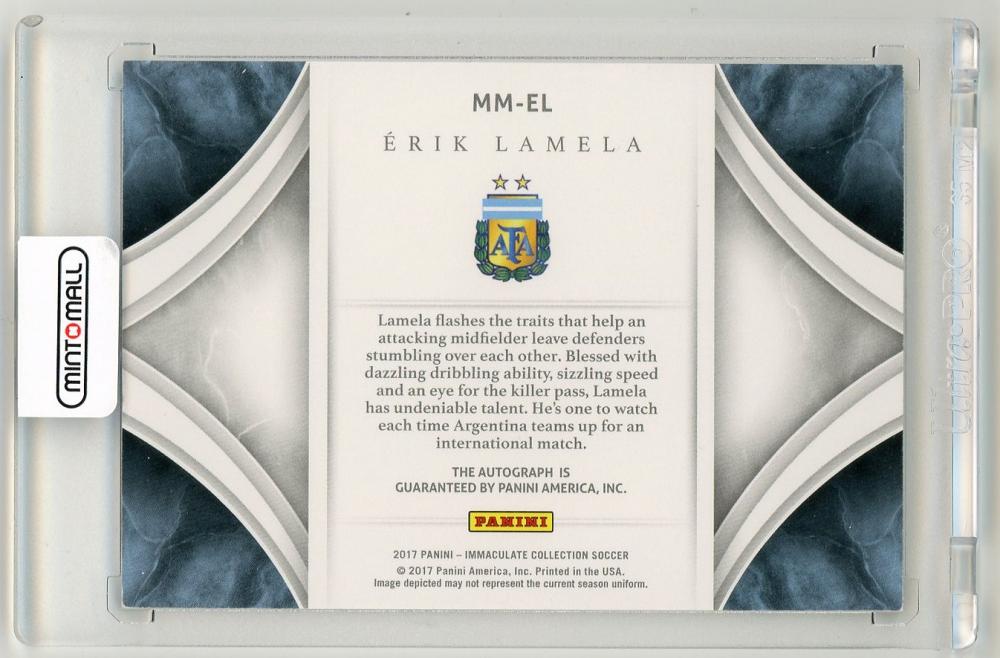 2017 Panini Immaculate Collection Erik Lamela Modern Marks Autographs(ON CARD)62/75 Argentina