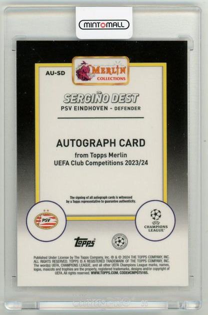 2023-24 Topps Merlin UEFA Club Competitions Sergino Dest AutographsAU-SD PSV Eindhoven