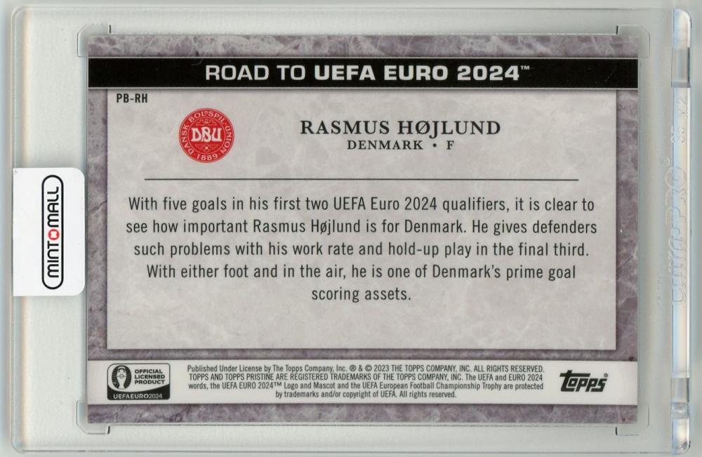 2023 Topps Pristine Road to Euro 2024 Rasmus Højlund Pristine Borders Gold Refractors Parallels4/50 Denmark