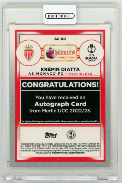 2022-23 TOPPS Merlin Chrome UEFA Club Competitions Krepin Diatta AutographsAC-KD AS Monaco FC