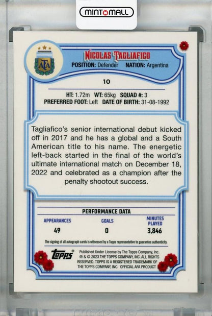2023 Topps Argentina Fileteado Nicolas Tagliafico Base First Team Autographs