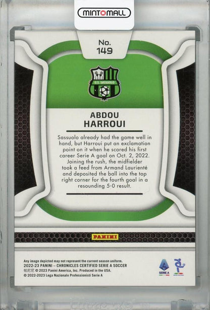 2022-23 Panini Chronicles US Sassuolo Calcio Abdou Harroui Certified Serie A Cracked Ice Reflector(RC)(Parallel Version) 18/23
