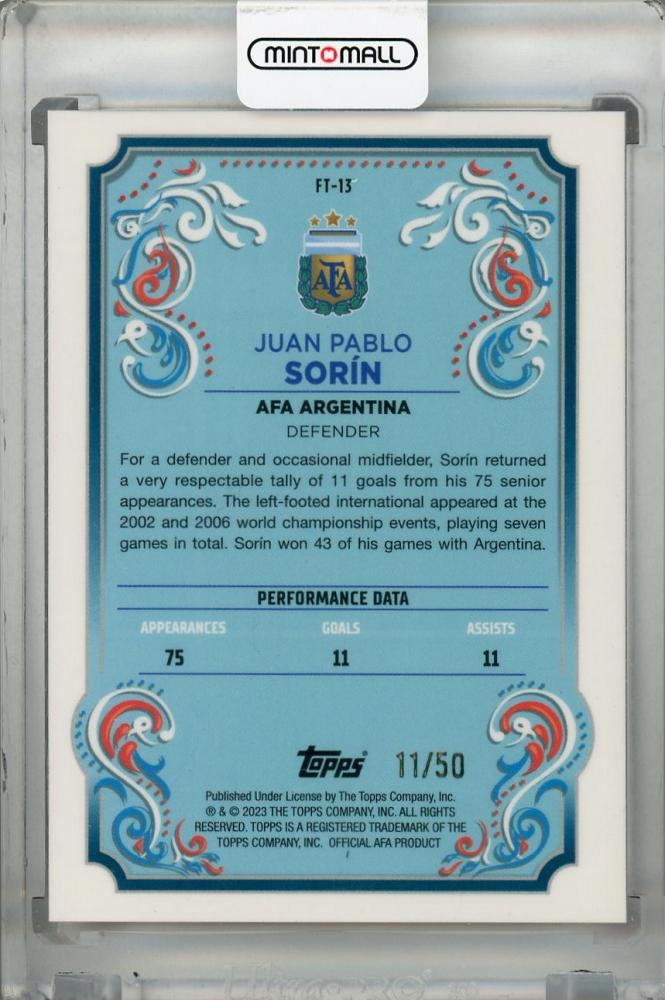 2023 Topps Argentina Fileteado Juan Pablo Sorin Fileteado Pink(Parallele) 11/50