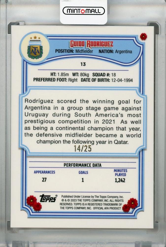 2023 Topps Argentina Fileteado Guido Rodriguez Base Orange Reflector 14/25