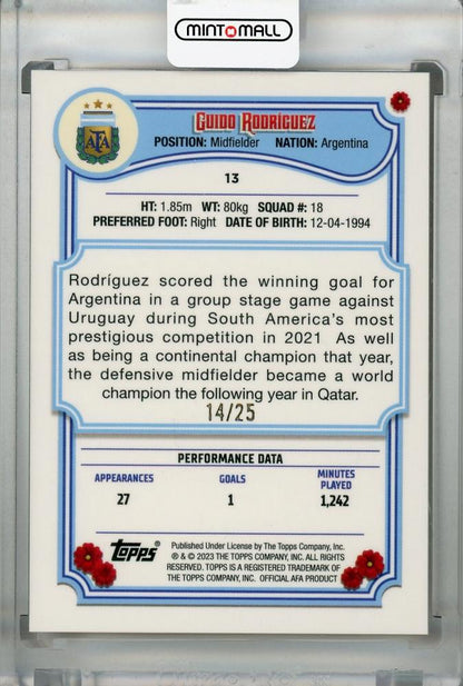 2023 Topps Argentina Fileteado Guido Rodriguez Base Orange Reflector 14/25