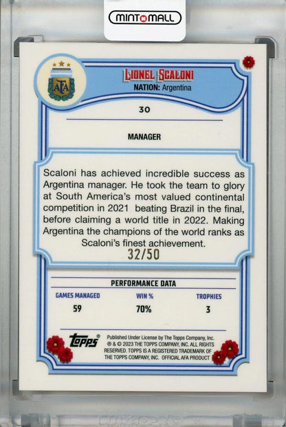 2023 Topps Argentina Fileteado Lionel Scaloni Base Pink Reflector(*parallel version*) 32/50
