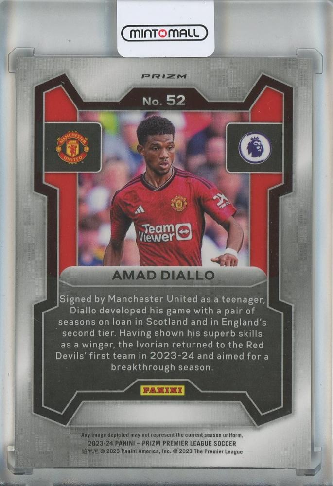 2023-24 Panini Prizm Premier League Amad Diallo Purple #52 Manchester United