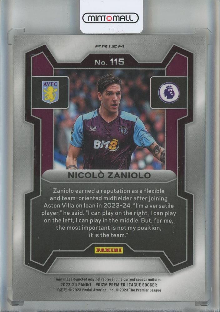 2023-24 Panini Prizm Premier League Nicolo Zaniolo Tiger Stripe Choice Prizms #115 Aston Villa