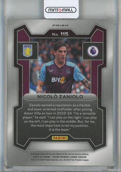 2023-24 Panini Prizm Premier League Nicolo Zaniolo Tiger Stripe Choice Prizms #115 Aston Villa