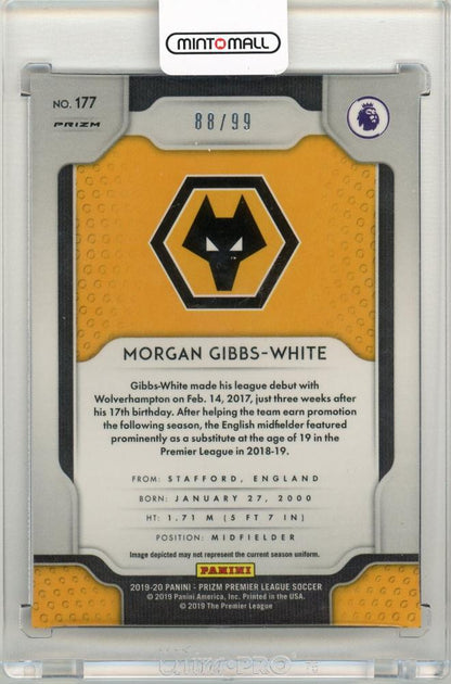 2019-20 Panini PRIZM Premier League Morgan Gibbs-White Rookie PURPLE88/99 WOLVERHAMPTON WANDERERS