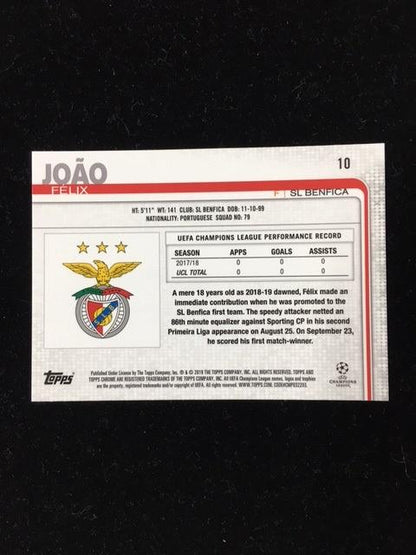2018-19 Topps Chrome UEFA Champions League SL Benfica Joao Felix Base trading card