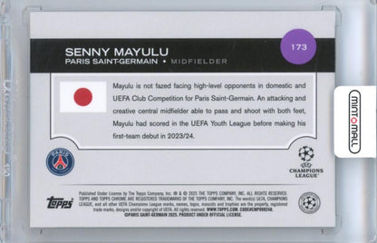 2024-25 Topps Uefa Japan Edition Senny Mayulu #173 Base Orange Mojo Parallel10/25 Paris Saint-Germain