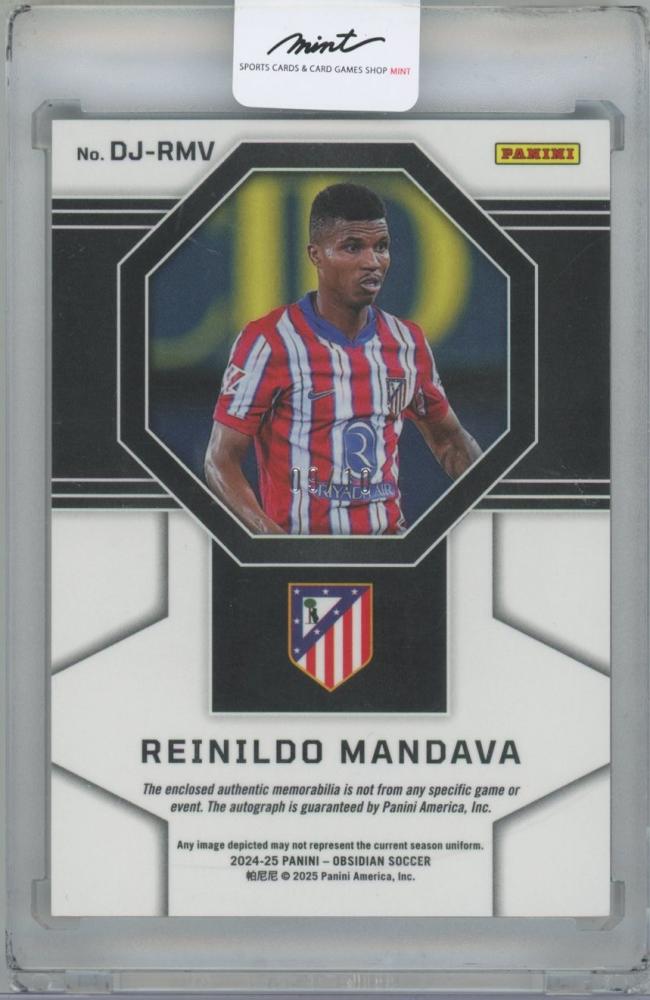 2024-25 PANINI Obsidian Dual Jersey Ink Electric Etch Taiga / REINILDO MANDAVA(Atletico Madrid) 09/10