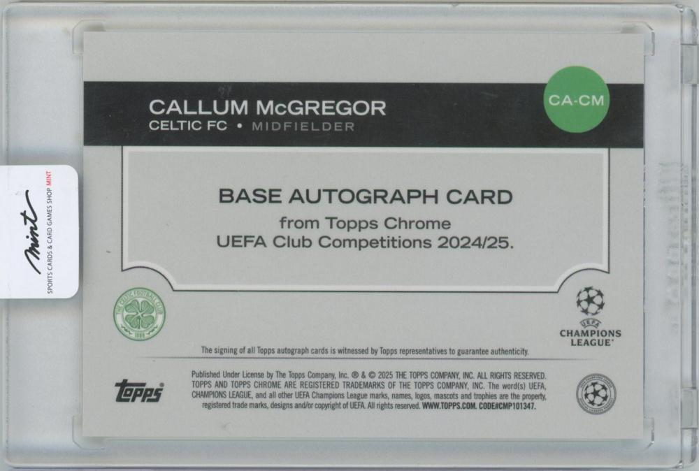 2024-25 TOPPS Chrome UEFA Club Competitions Autographs Gold Geometric Refractors / CALLUM McGREGOR(Celtic FC) 37/50