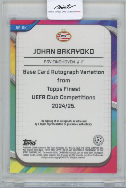 2024-25 TOPPS Finest UEFA Club Competitions Autographs Blue Refractors / JOHAN BAKAYOKO(PSV Eindhoven) 041/150
