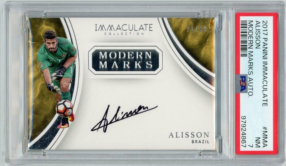 2017 PANINI Immaculate Collection Soccer Alisson Modern Marks Autograph #MMA 99 Limited Edition 71/99 PSA7