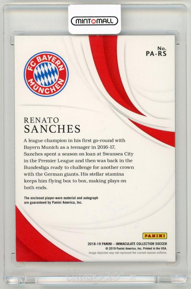 2018-19 Panini Immaculate Collection Renato Sanches Patch Autographs40/99 FC Bayern Munich