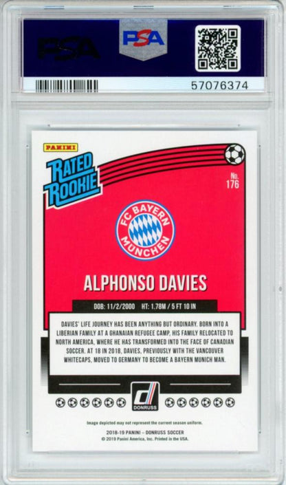PSA10 2018 Panini Donruss Alphonso Davies Rated Rookie #176 Gem Mint graded card