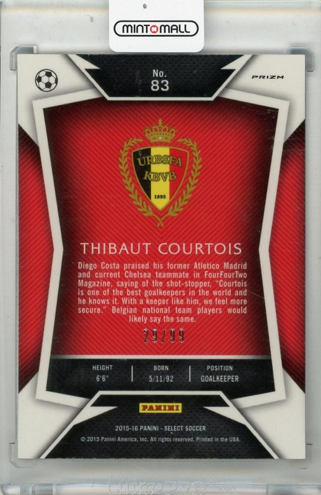 2015-16 PANINI Select Thibaut Courtois Purple #8329/99 Belgium