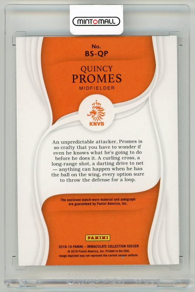 2018-19 Panini Immaculate Collection Quincy Promes Boot Signatures13/50 Netherlands