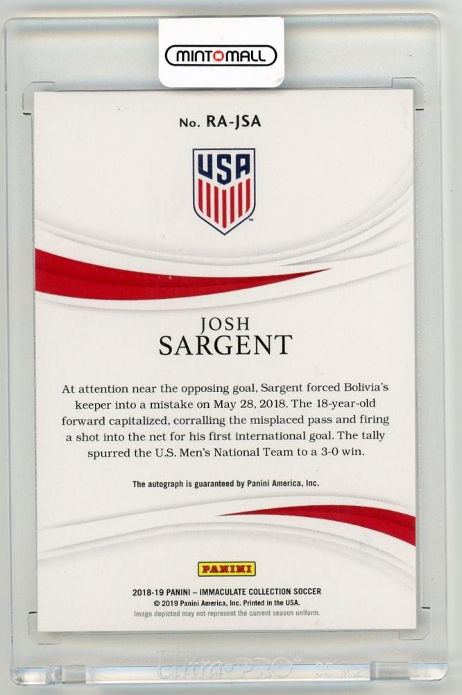 2018-19 Panini Immaculate Collection Josh Sargent Rookie Autographs Sapphire Parallels 10/25 United States