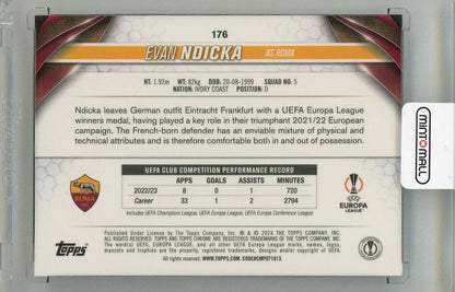 2023-24 TOPPS Chrome UEFA Club Competitions Evan Ndicka Night Vision Ray Wave Refractors #176090/225 AS Roma