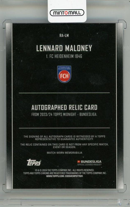 2023-24 TOPPS Midnight Bundesliga Lennard Maloney Relic Autographs Moonrise #RALM23/25 1.FC Heidenheim 1846